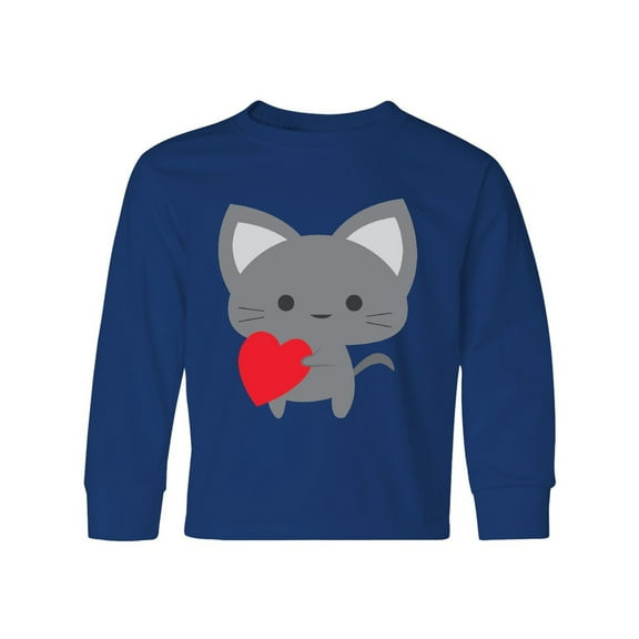 Inktastic Heart Cat Long Sleeve Youth T-Shirt