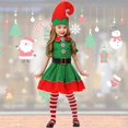 thumbnail image 2 of CUZIBR Christmas Children Kids Girls Teenagers 4PC Outfits Sets Include Dress Hat Sock Belt Green Outfits Sets Trendy Dailywear For Toddler, 2 of 9