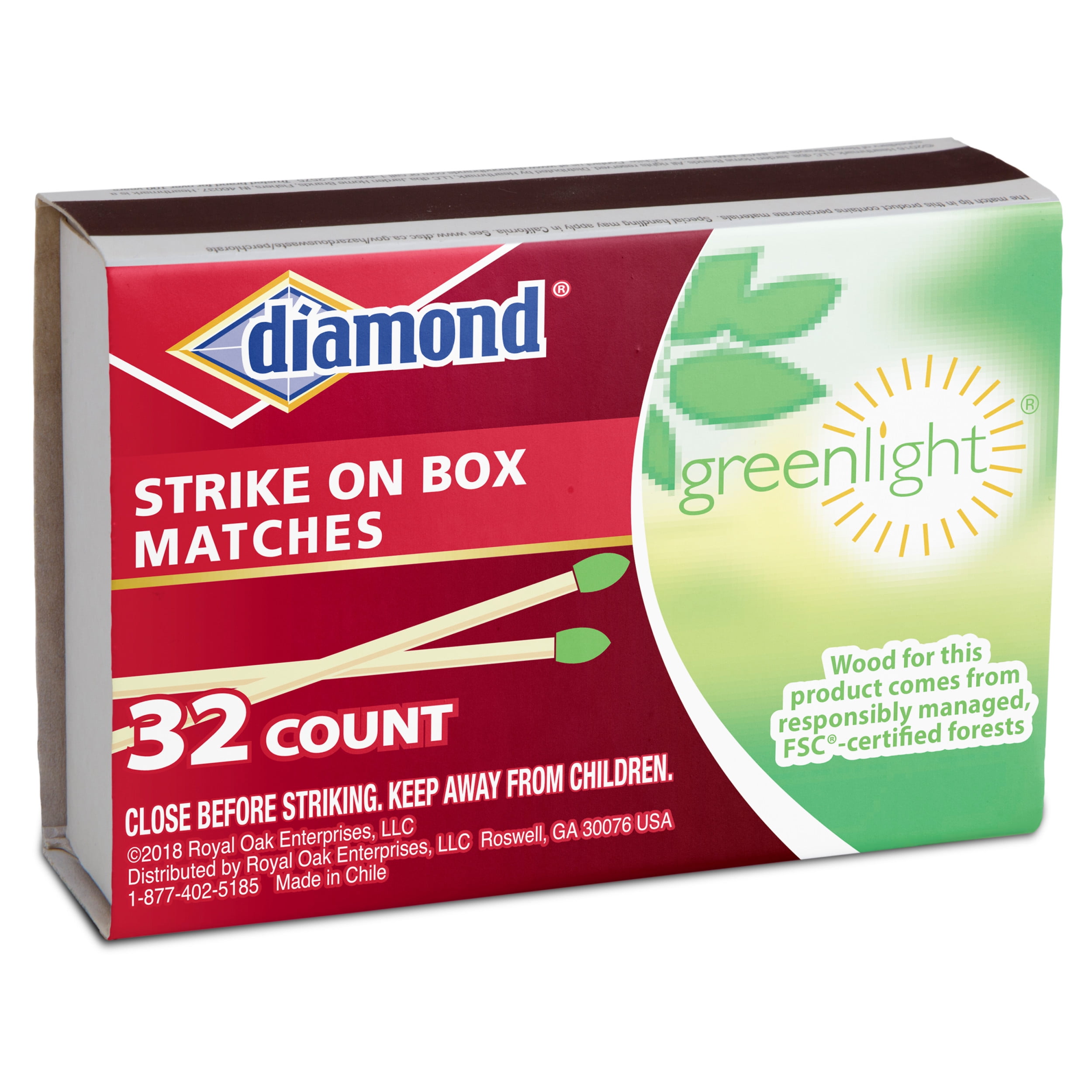 2 Boxes Diamond Strike On Box Kitchen Matches Greenlight 300 Count Ea= 600 Total 