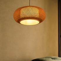Vintage Bamboo Wicker Rattan Pendant Light, Hang Ceiling Lamp Fixture for Indoor