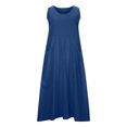 thumbnail image 4 of Ovzne Robes pour Femmes 2025 Robe d'Été Mode Décontractée Couleur Unie Sans Manches Col Rond avec Poches Robe Jupe Robe de Vacances Liquidation, 4 of 6