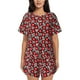 thumbnail image 1 of Fotbe Red Floral Conjunto de Pijama Estampado para Mujer, 2 Piezas, Ropa de Dormir con Camiseta de Manga Corta y Shorts Suaves-Small, 1 of 6