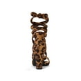 thumbnail image 2 of BLISSFUL STEP Women's Sandals Solid Color Mid Block Heels Lace up Sandals Leopard 6.5, 2 of 8