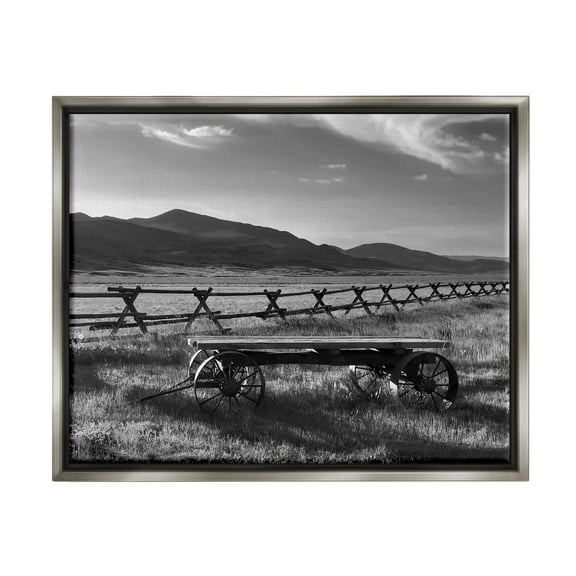 Stupell Industries Country Wagon Scenery Landscape Photography Gray Floater Framed Canvas Art Print Wall Art, 21 x 17