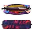 thumbnail image 2 of Pofeuu Western Style Dinosaur Print Leather Pencil Case, Leather Pencil Pouch Large Capacity, Big Pencil Pouch with Zipper Vintage Pen Bag Fountain Pen Holder, 2 of 7