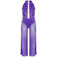 thumbnail image 4 of Sholeno Kids Girls Lyrical Latin Jazz Dance Jumpsuit Shiny Dance Romper Gymnastics Leotard Wide Leg Bodysuit Purple 8, 4 of 6