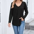 thumbnail image 6 of Ounisa Women Tops Long Sleeve Shirts V Neck Loose Fit Soft Casual Solid Color T Shirts Fall Clothing Sweatshirts Sweater Pullover, 6 of 8