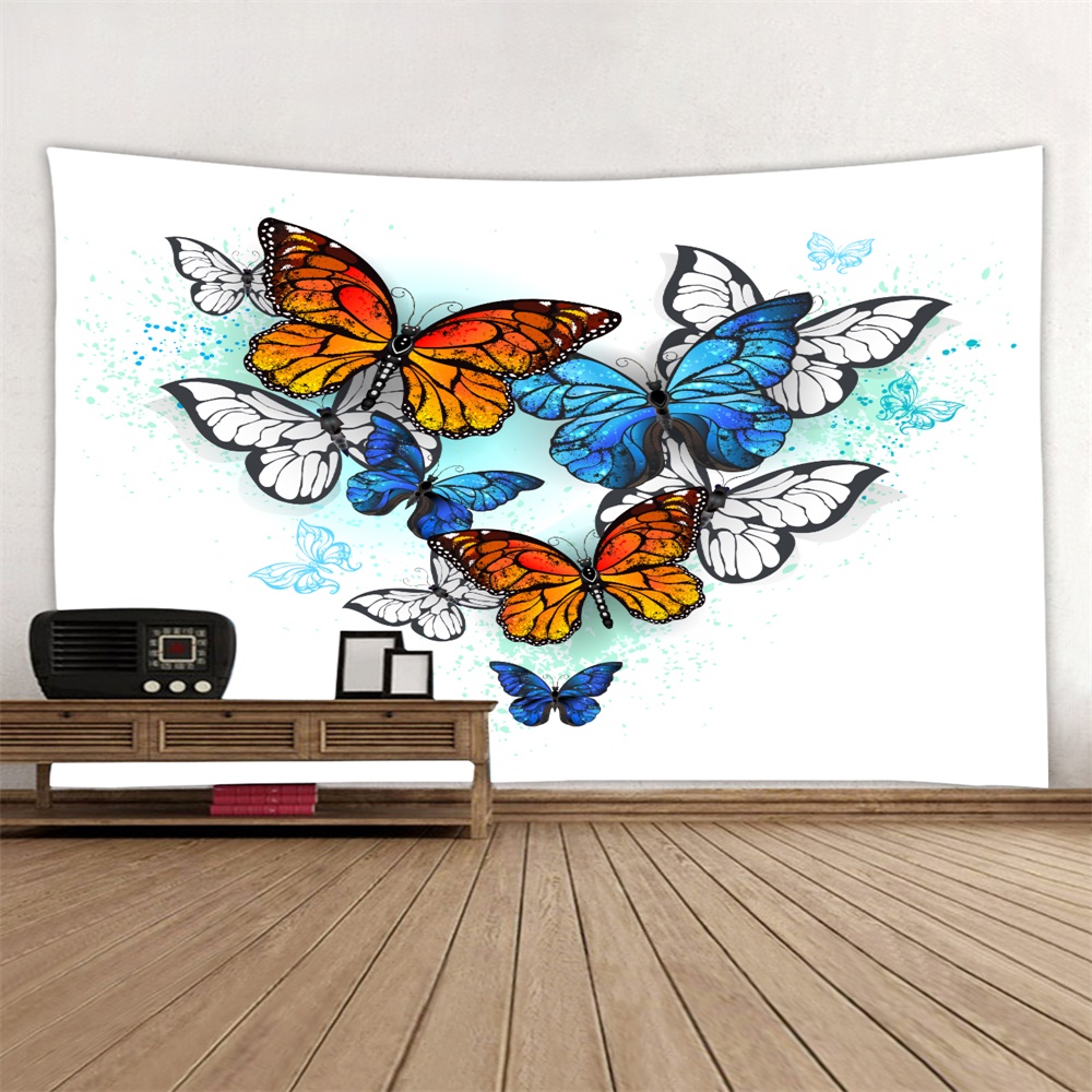 Tapestry Wall Hanging Vivid Colorful Butterflies Watercolor Blue Yellow