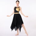 thumbnail image 4 of IDOPIP Women's Lyrical Dance Costume Sleeveless Cutout Metallic Patchwork Lyrical Dress M Black, 4 of 7