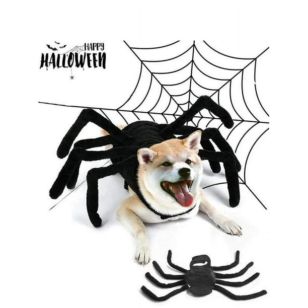 Disfraz de Araña para Perro de Halloween | Disfraz Realista de Araña para Mascota con Correa Ajustable En El Pecho | Material de Lana Suave para Perros Pequeños