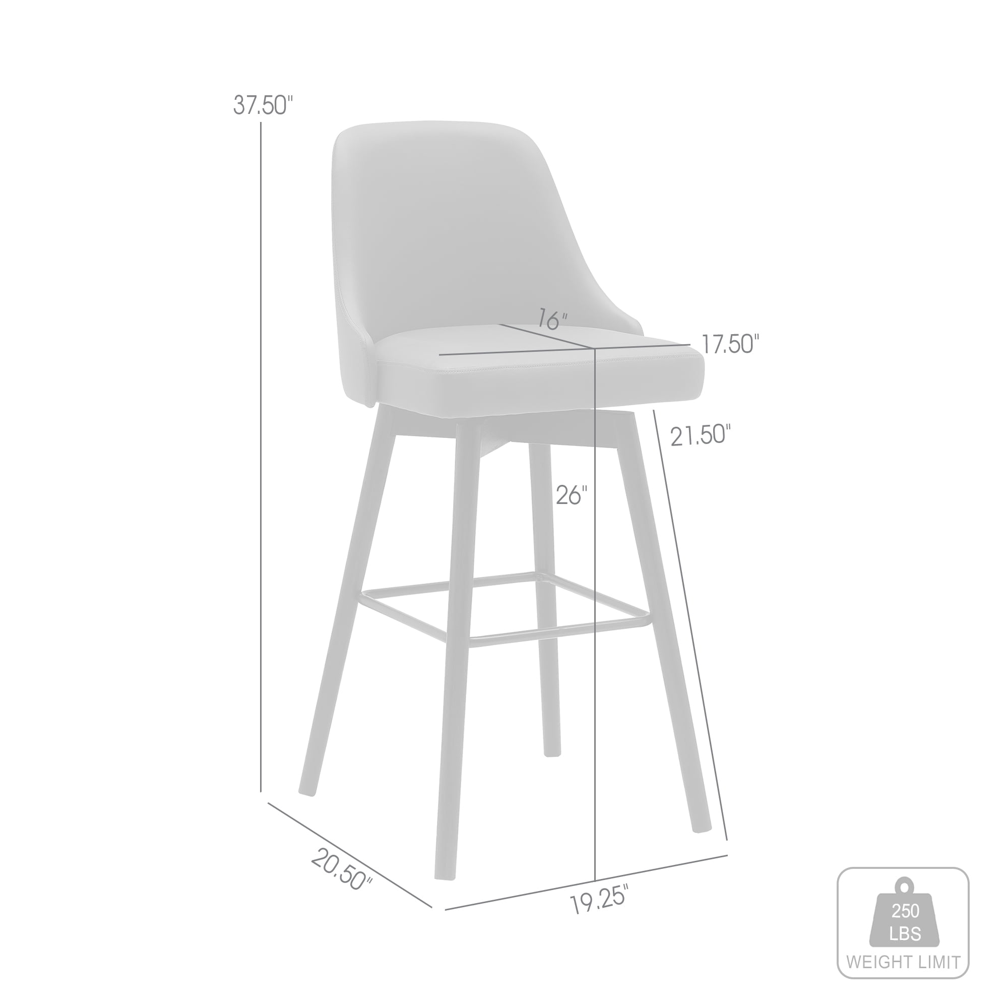 Armen Living Indoor Shelly 30" Bar Height Swivel Cream Faux Leather and Walnut Wood Bar Stool