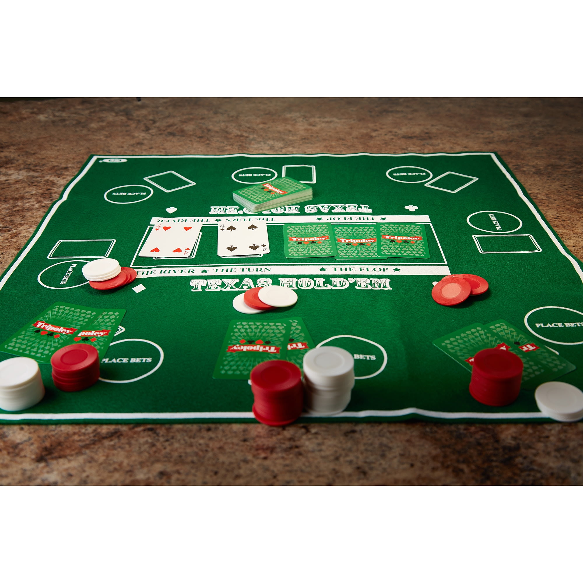 Alex: Ideal: Tripoley Deluxe - The Game Of Michigan Rummy, Hearts & Poker - Deluxe Felt Mat, Family Card & Token Game, Adults Kids Age 8+, 2-9 Players