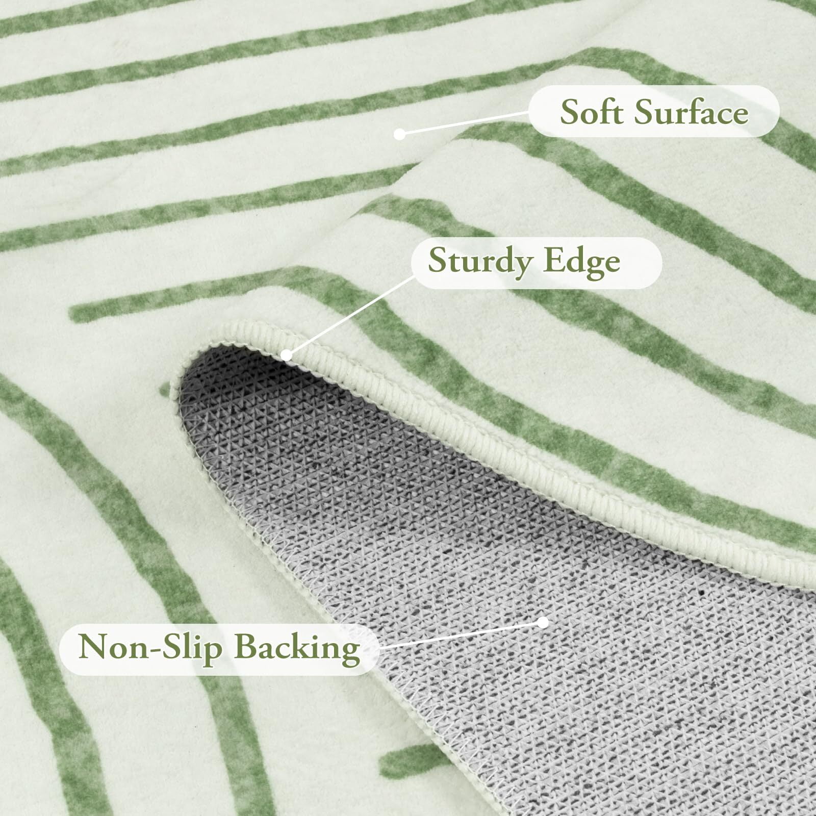 Moynesa 5'x7' Abstract Washable Rug, Soft Bedroom Rug Non-Slip Area Rugs for Living Room , Ultra-Thin Modern Accent Rug Large Indoor Carpet for Dining Room Office Dorm Playroom, Green