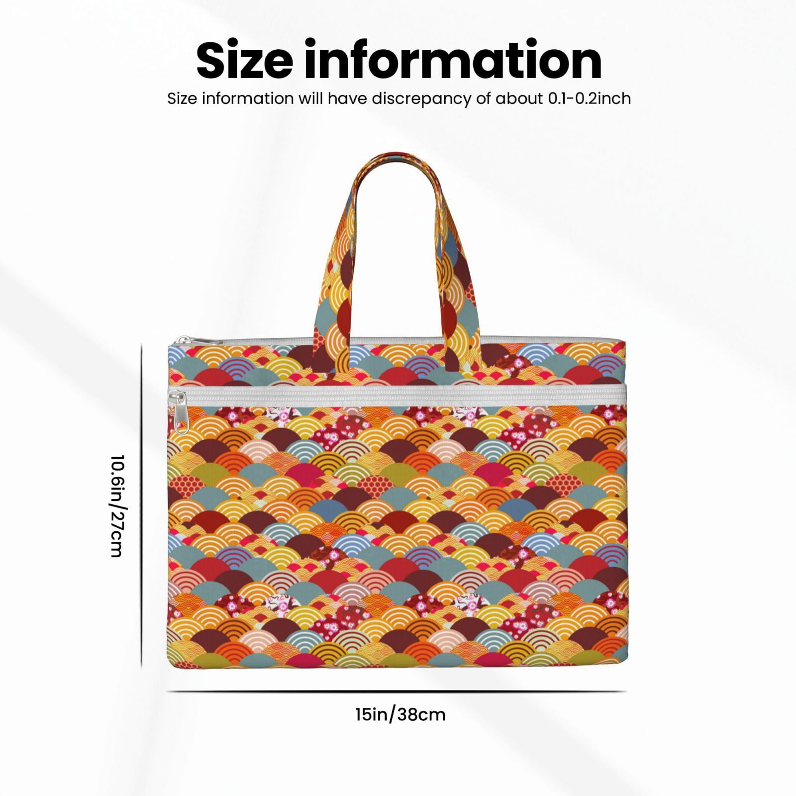 Kdxio Japanese Style Fish Scales File Tote Document Bag Business Briefcase Bag Document Organizer Tote Briefcase for Letter A4 Files Business Teacher Office Bag