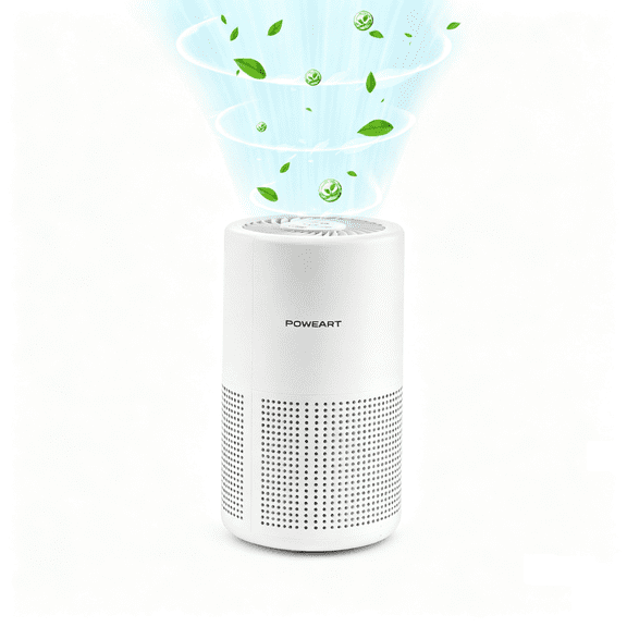POWEART Air Purifier, HEPA 99.7% Efficient Filtration, 20dB Quiet, 3 Fan Speeds, 2/4/8H Timer with Night Light for Bedroom Dorm and Home Office