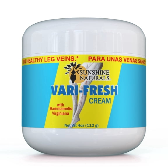Sunshine Naturals Vari-Fresh Varicose Vein Cream with Witch Hazel & Horse Chestnut, Leg Comfort & Skin Support Cream, 4 oz