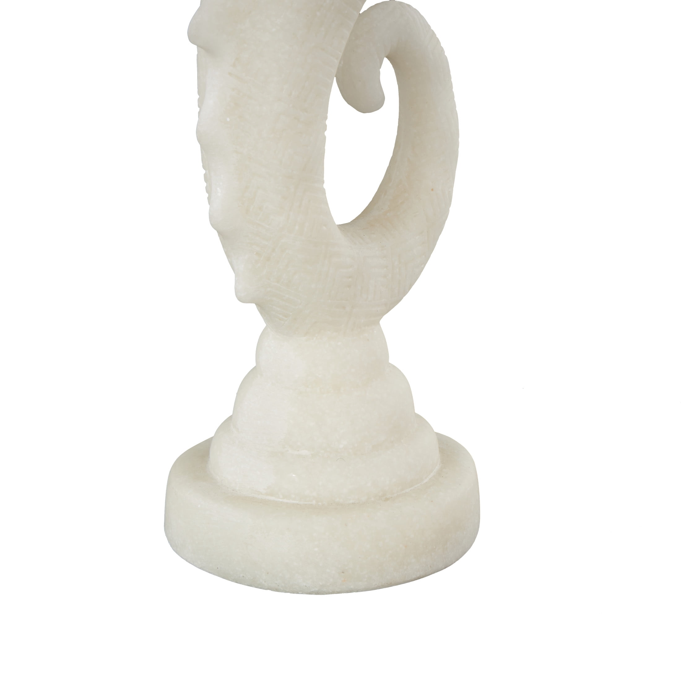 5" x 16" White Polystone Sea Horse Sculpture with Shimmering Details, by DecMode