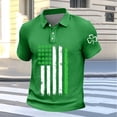 thumbnail image 5 of IWRICH Men's St. Patrick's Day Plus Size Polo Shirts Waffle Shamrock Short Sleeve Tees Casual Slim Fit Holiday Tops Green XL, 5 of 5