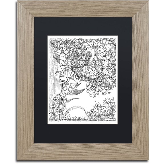 Trademark Fine Art "Fairies and Woodland Creatures 6" Canvas Art by KCDoodleArt Black Matte, Birch Frame