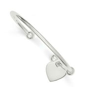 Primal Silver Sterling Silver 3mm Heart Bangle Bracelet