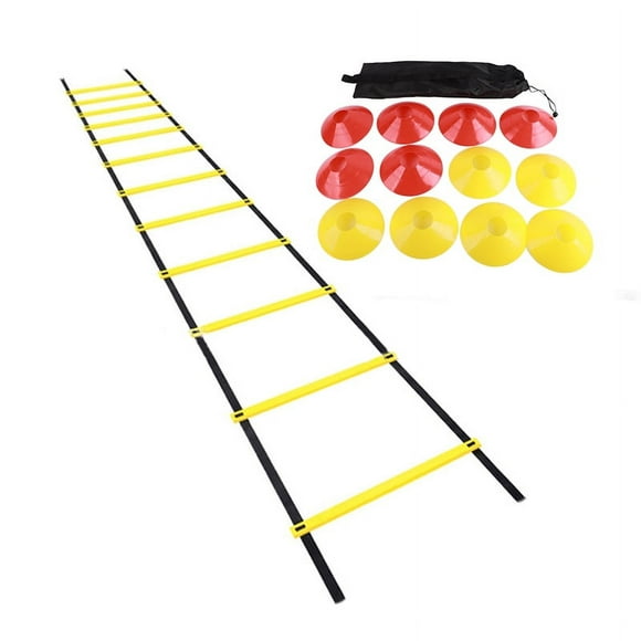Speed Training Ladder Nylon Agile Training Footwork Ladder with Red Yellow Sign Discs for Football Sports