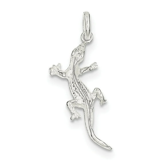 925 Sterling Silver Solid Polished Lizard Charm 28x15mm Wide Pendant Necklace for Women - 1.6 Grams