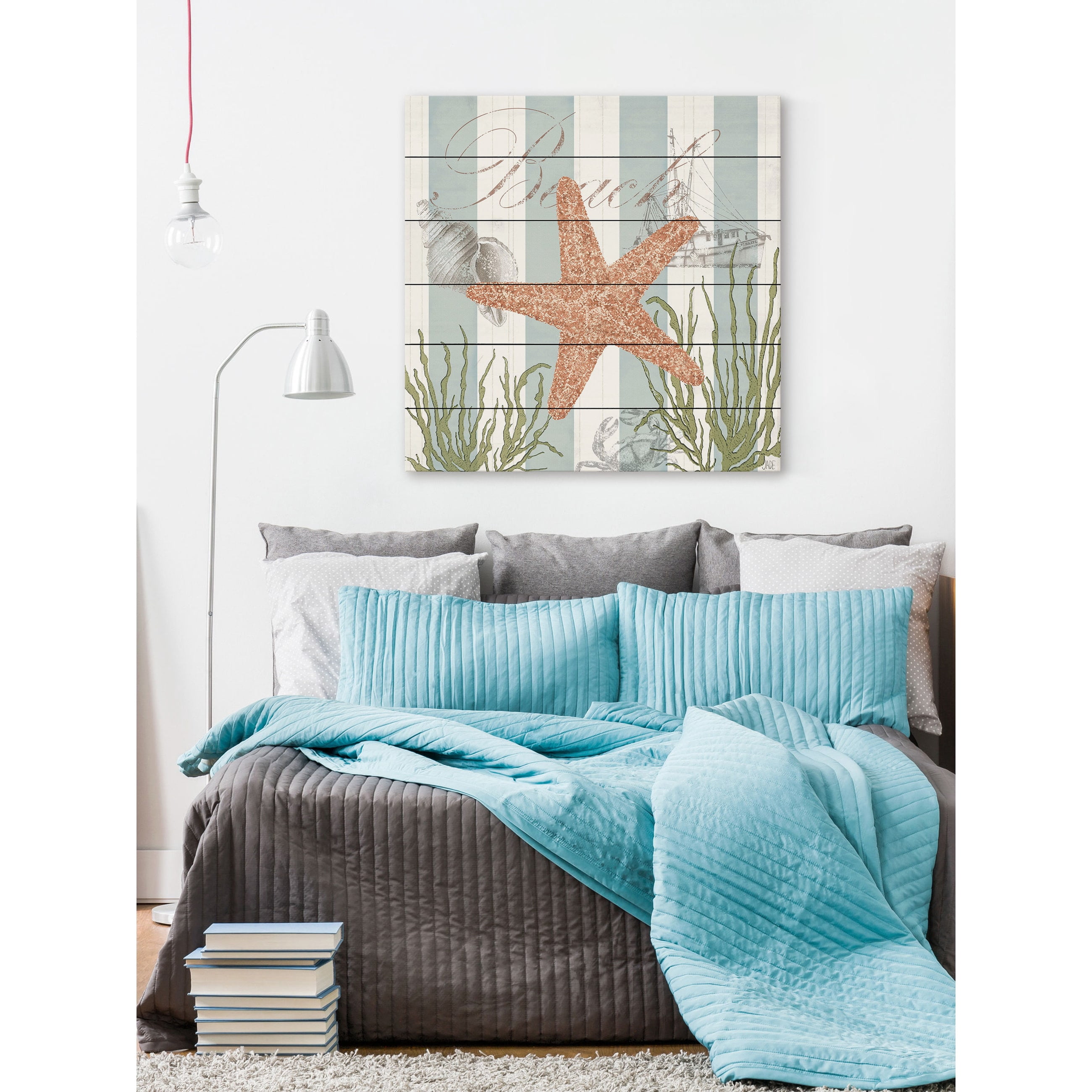 Marmont Hill "Gold Starfish" Painting Print on White Wood