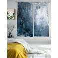 thumbnail image 3 of Abstract Graffiti Sheer Curtains for Living Room Bedroom, Light-filtering Sheer Curtain, Navy Blue White Oil Painting Style Rod Pocket Voile Window Treatment Drapes, 52’’Wx72’’L, 2 Panels Set, 3 of 7