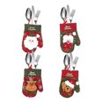 thumbnail image 1 of Juego de 4 cubiertos navideños, bolsillos para decoración de mesas navideñas, bolsas para vajilla navideña para el hogar, restaurantes y cenas, 1 of 5