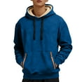 thumbnail image 4 of Mens Fleece Sherpa Lined Hoodies with Front Pocket Pullover Sweatshirts Long Sleeve Solid Color Thermal Warm Athletic Workout Hoodie & Sweatshirt Tops, 4 of 8