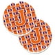 Lettre J Football Orange avec Blanc & Regalia Lot de 2 Porte-Gobelet Voiture Coaster – image 1 sur 1