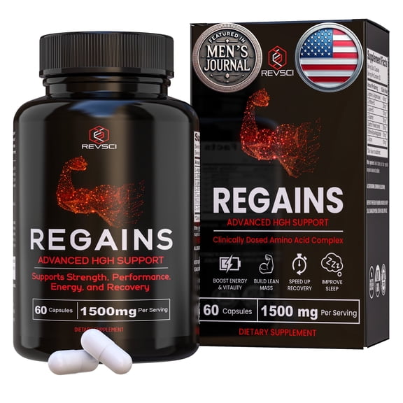 Regains HGH Supplements for Men & Women, Muscle Building Human Growth Hormone by REVSCI, 60 Capsules