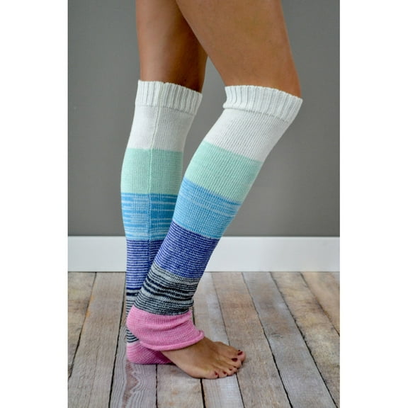 Raindrops Cute Knitted Leg Warmers Pink For Winter Use With Skirts 1 Pair