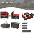 thumbnail image 5 of Grezone Outdoor Garden 12 Piece Patio Furniture with 43" 55000BTU Gas Propane Fire Pit Table Rattan Wicker Sectional Set, Red, 5 of 9