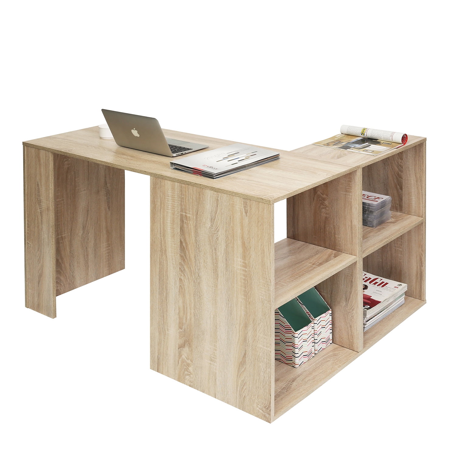Kepooman 47.24" Modern L-Shaped Corner Computer Desk, Writing Study Table with Locker, Wood Color Kepooman 47.24" Modern L-Shaped Corner Computer Desk, Writing Study Table with Locker, Wood Color