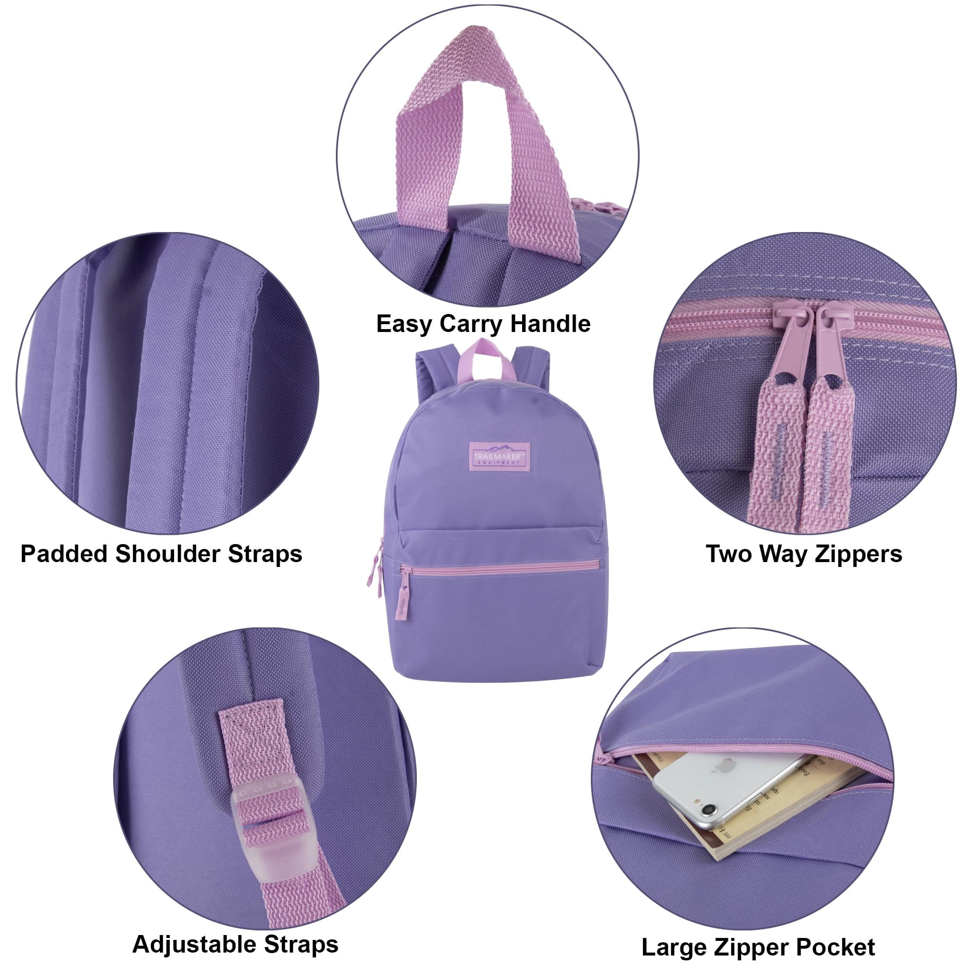24 Pack of Bulk Wholesale 17”L Classic Pastel Color Backpacks with 20 Piece Stationary Kits Containing 1 Notebook, 1 Folder, 3 Pencils, 3 Pens, 1 Pencil Sharpener, 2 Erasers & More!