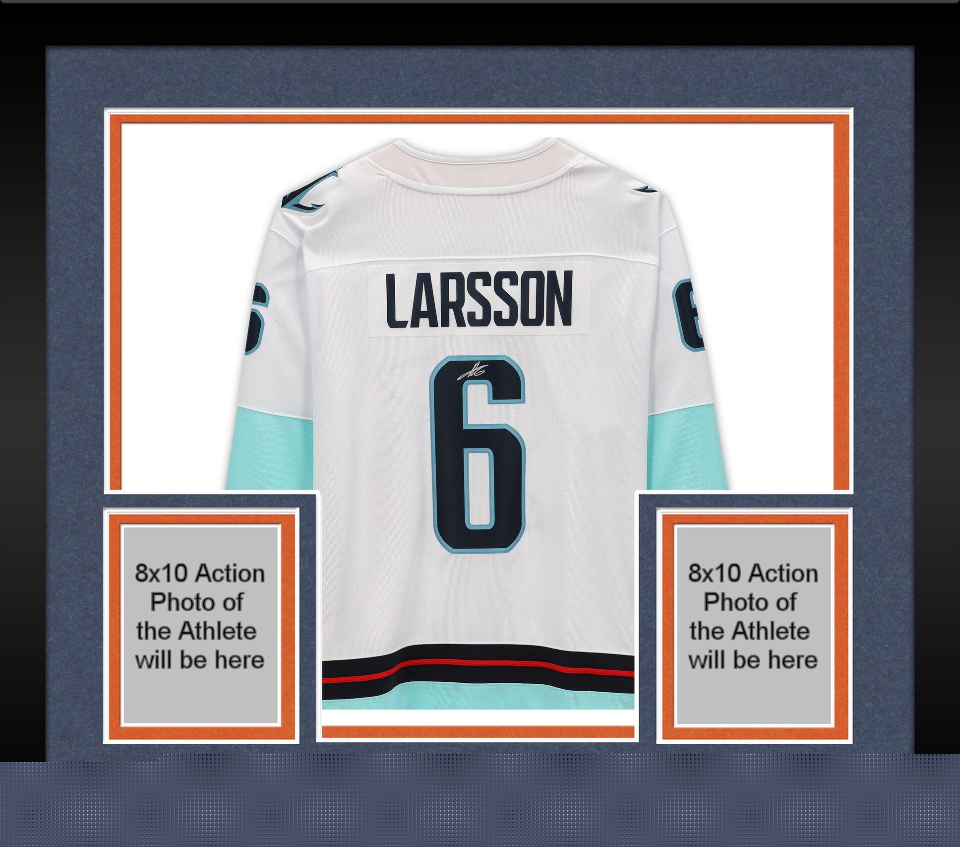 Framed Adam Larsson Seattle Kraken Autographed White Fanatics Breakaway Jersey with Inaugural Season Jersey Patch - Fanatics Authentic Certified