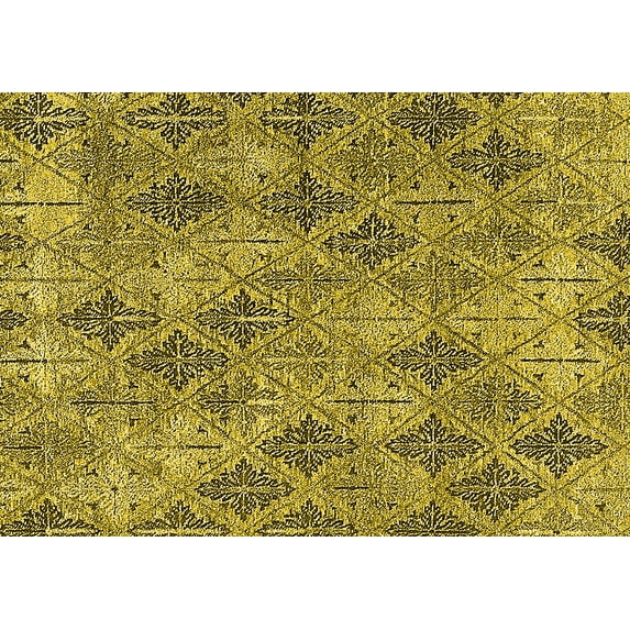 Ahgly Company Indoor Rectangle Oriental Yellow Industrial Area Rugs, 2' x 4'