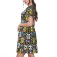 thumbnail image 2 of Naloa Sugar Skulls Print Womens Summer A-Line Dress with Pockets,Short Sleeve Dresses,Flowy Beach Swing Dress for Vacation Travel, 2 of 6