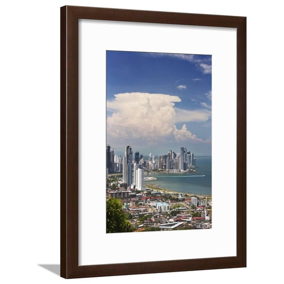 View of Panama City from Cerro Ancon., Scenic Framed Art Print Wall Art by Jon Hicks