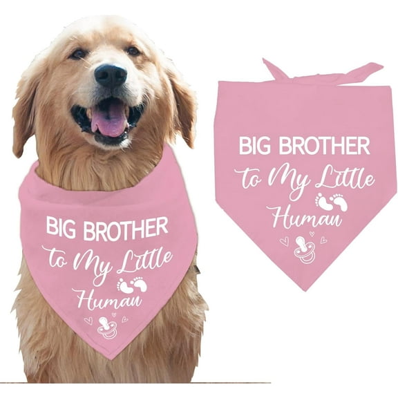 1pc 1 Pc Pet Dog Bandana Pink Cotton Triangle Pet's Bandana Big Brother to My Little Human Words Washable Scarf Bibs Pregnancy Announcement for Large Dogs and Pets 55x55x78cm Colorful DIY
