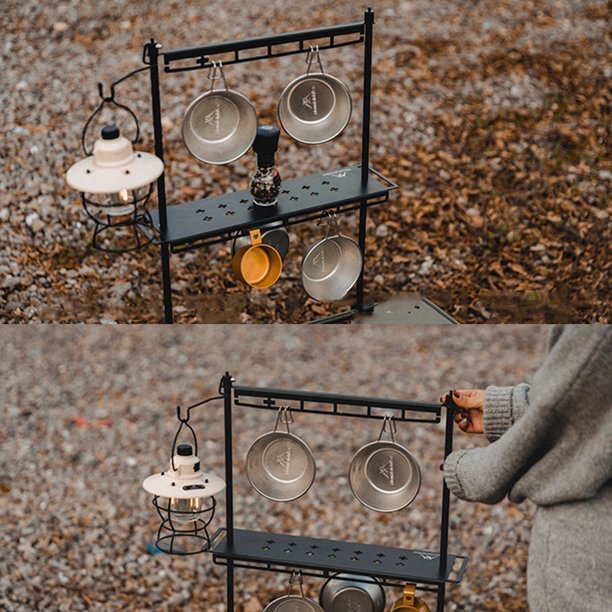 Estante Colgante Para Acampar Estante colgante para acampar, estante de almacenamiento desmontable, utensilios de cocina, olla, lámpara, estante colgante Ndcxsfigh Para Estrenar