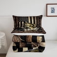 thumbnail image 4 of Erosebridal Vintage American Flag Comforter Set Full Size,Hunting Fishing Teens Quilt Set Adult Room Decor,Rustic Farmhouse Wooden Striped Duvet Insert,Black Brown, 4 of 6