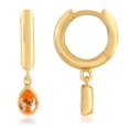 thumbnail image 1 of 18K Gold Plated Sterling Silver Color CZ Teardrop Huggie Hoop Earrings, 1 of 6