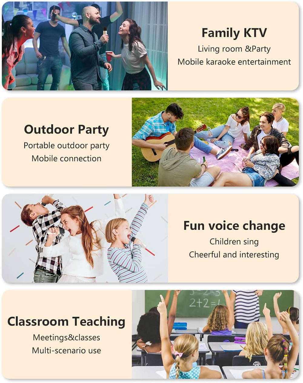 COSTYLE Mini Karaoke Machine for Kids - Portable Bluetooth Speaker with Colorful Lights & 2 Wireless Microphones, Christmas Birthday Gifts for Kids Adults