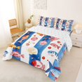 thumbnail image 2 of Castle Fairy Watercolor Vertical Stripe Fish Coral Queen Comforter Set 3 Pieces,Tropical Reef Shell Pastel Print Comforter Sets Queen,Orange Blue,Reversible,1 Comforter and 2 Pillowcases, 2 of 6