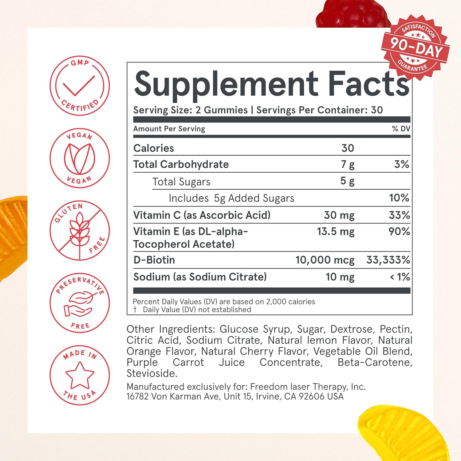 iRestore Biotin Gummies with Vitamins for Healthy Hair Skin and Nails | Nature's Fruit Flavor, Great Taste | Vegan Chewable Hair Growth Gummy for Women & Men | Non-GMO 10000 mcg
