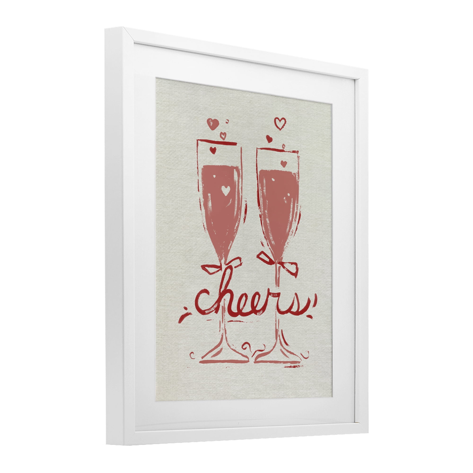 Stupell Industries Romantic Cheers To Love White Framed Print Under Glass, design by June Erica Vess