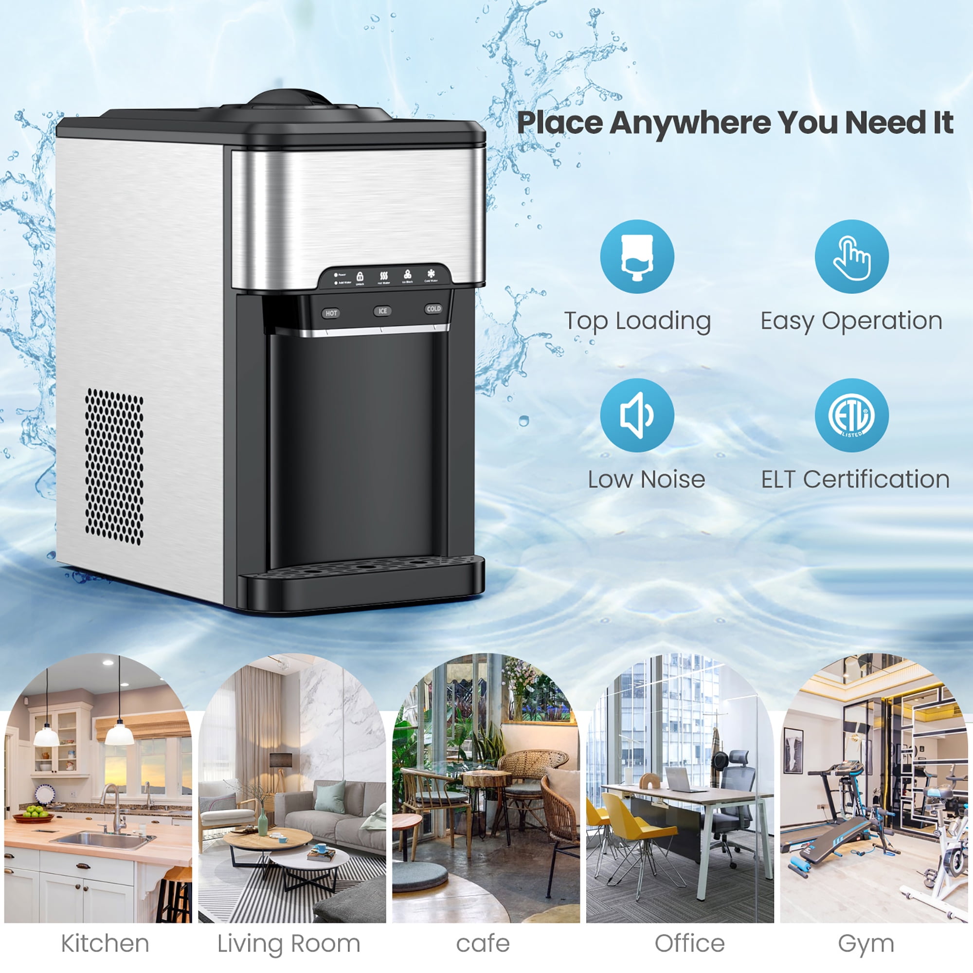Buy Costway 3in1 Water Cooler Dispenser with Builtin Ice Maker w/ 3