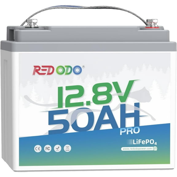 Redodo 12V 50Ah Lithium Battery, Portable 50Ah LiFePO4 Battery with 50A BMS, 640Wh, Up to 15000 Cycles, Ideal for Trolling Motor, RV, Home Energy Backup, Off Grid etc.